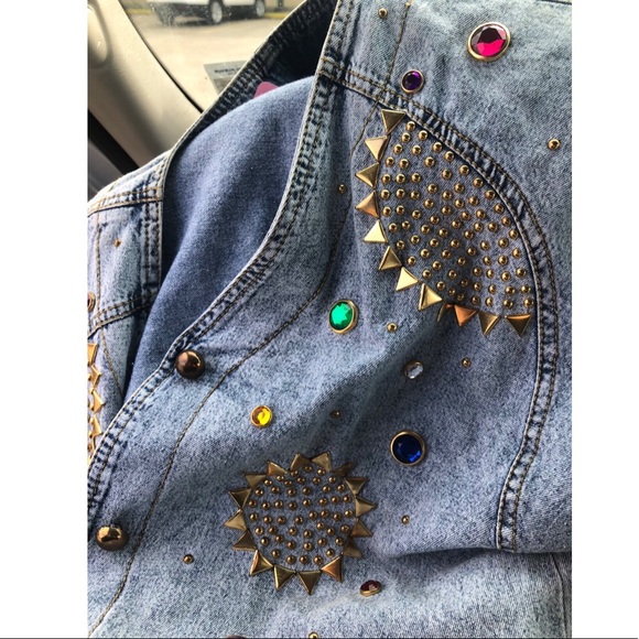 Vintage Acid Wash Denim Studded Jacket & Pants Set - Picture 3 of 8